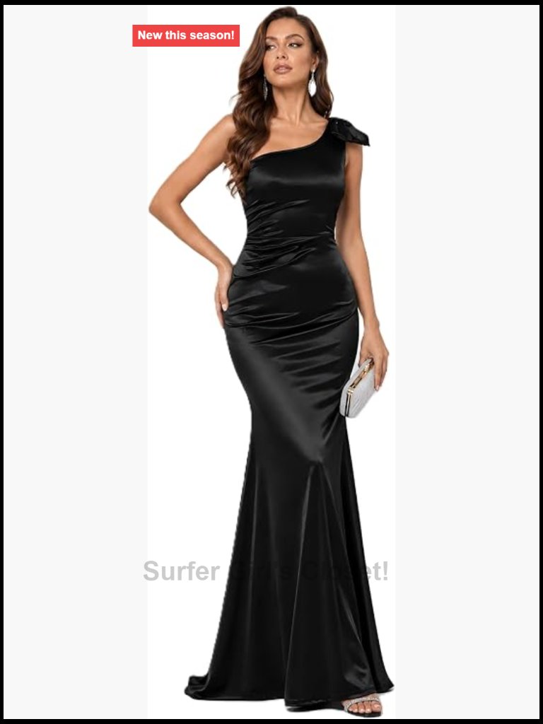Women's One Shoulder Ruched Bodycon Midi Dress Sleeveless Wrap Satin Formal